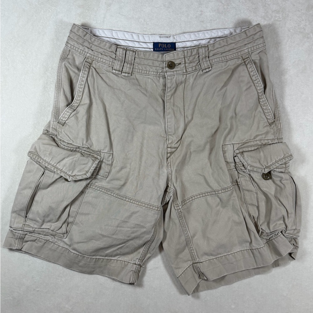 Polo Ralph Lauren 33W Classic Men's Tan Cargo Fatigue Military Outdoor Shorts